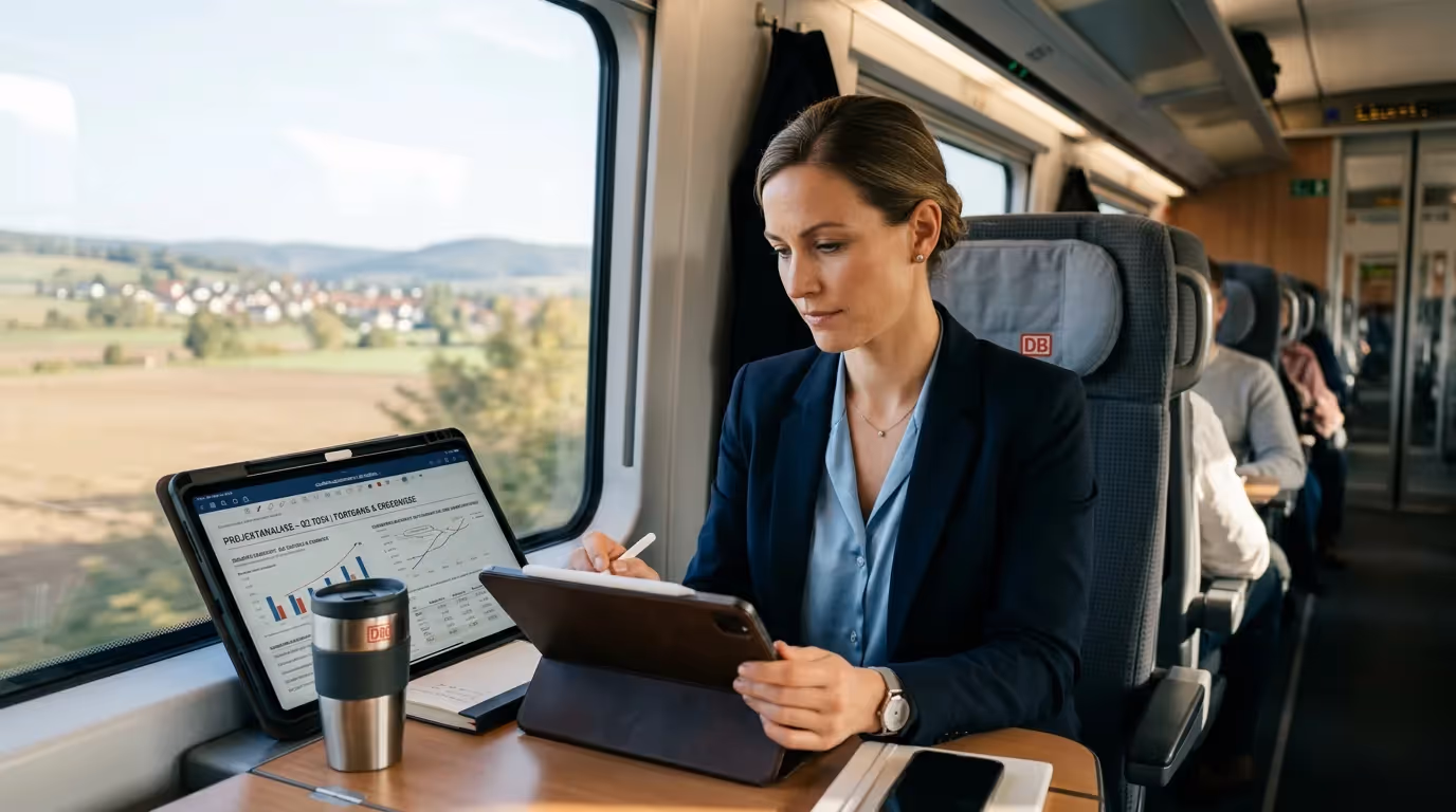 Anwältin arbeitet mobil im ICE — JuMaS unterwegs